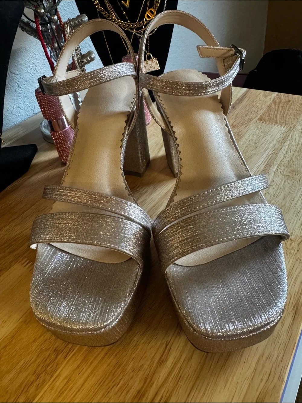 Gold platform sandals